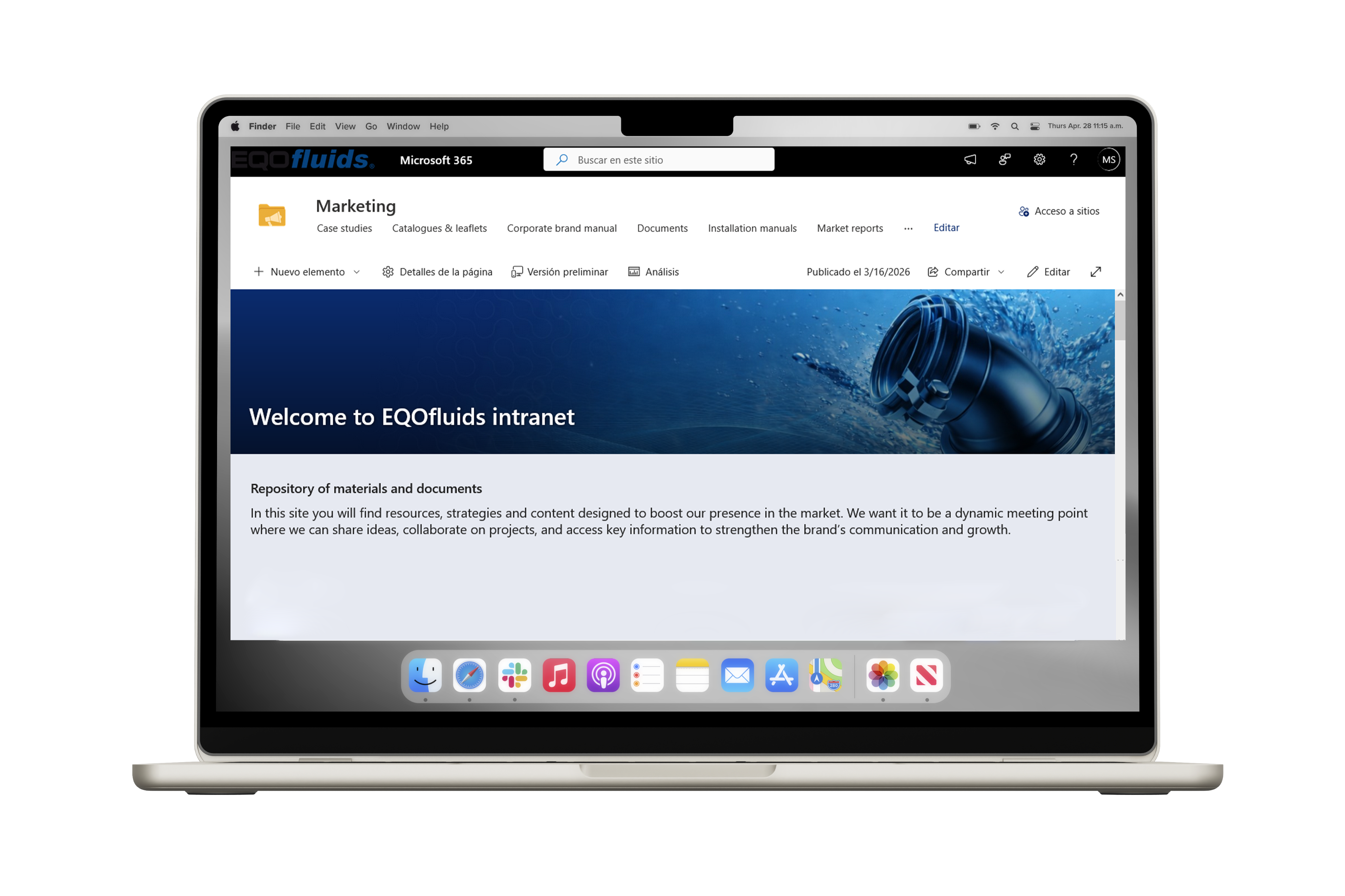 EQOfluids intranet launch